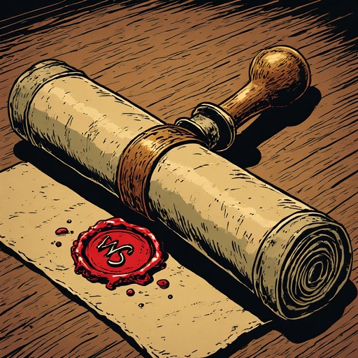 A scroll secured with a heavy wax seal